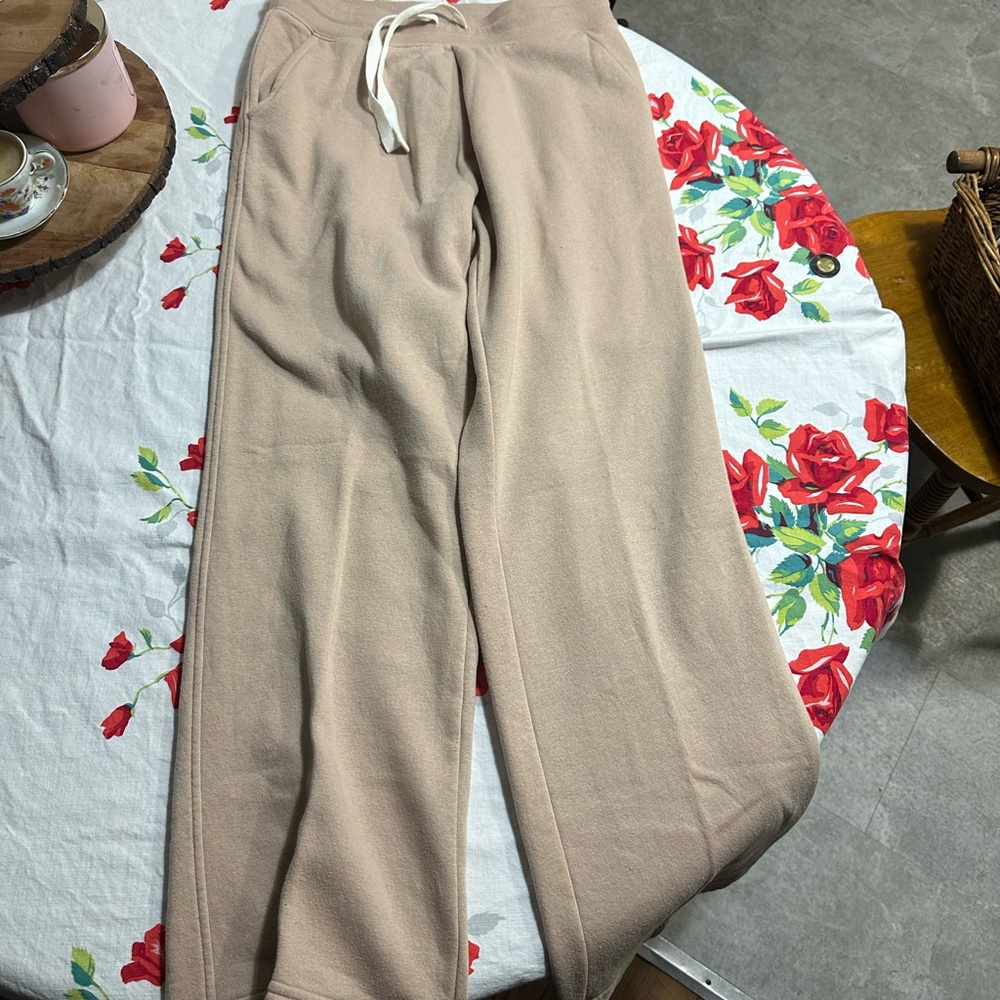 George Men’s Med. Tan Lounge jogging pants neutral beige baggy drawstring pocket